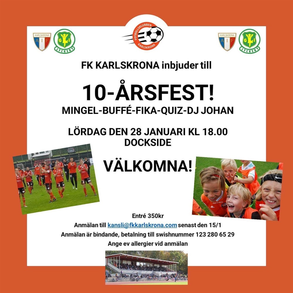 10-årsfest 28 januari / FK Karlskrona
